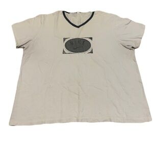 💙 Vintage Nike V-Neck Ringer T-Shirt - White with Black Trim - XL - Made in USA